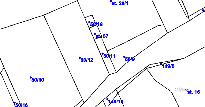 Parcela st. 50/11 v KÚ Komorno, Katastrální mapa