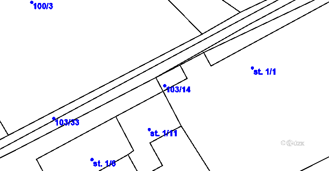Parcela st. 103/14 v KÚ Komorno, Katastrální mapa