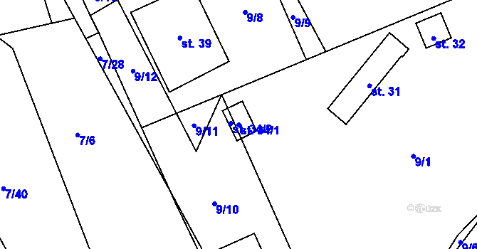 Parcela st. 34/1 v KÚ Komorno, Katastrální mapa