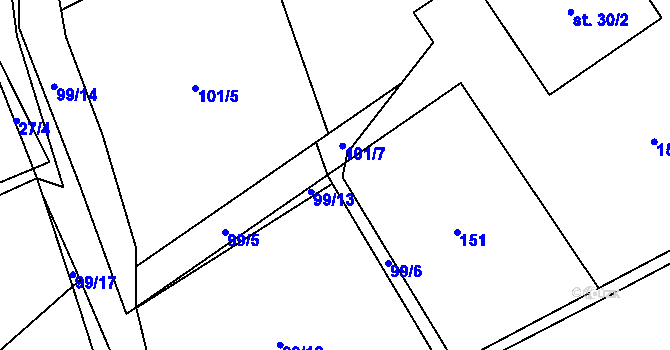 Parcela st. 99/16 v KÚ Komorno, Katastrální mapa