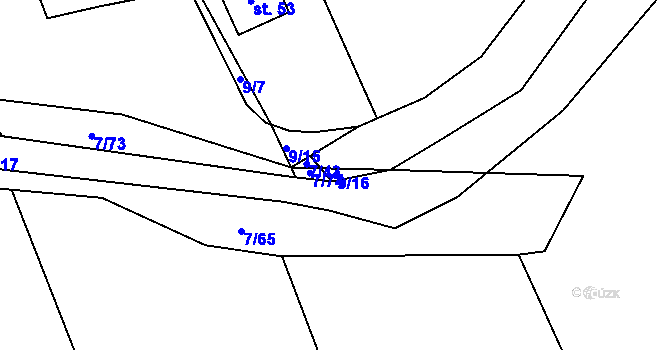 Parcela st. 9/16 v KÚ Komorno, Katastrální mapa