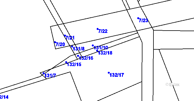 Parcela st. 132/18 v KÚ Komorno, Katastrální mapa