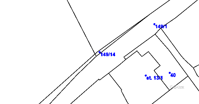 Parcela st. 149/14 v KÚ Komorno, Katastrální mapa