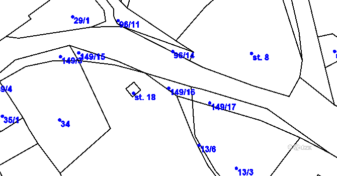 Parcela st. 149/16 v KÚ Komorno, Katastrální mapa