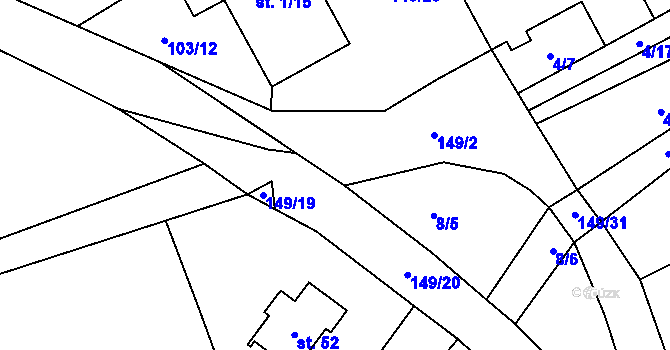 Parcela st. 149/28 v KÚ Komorno, Katastrální mapa