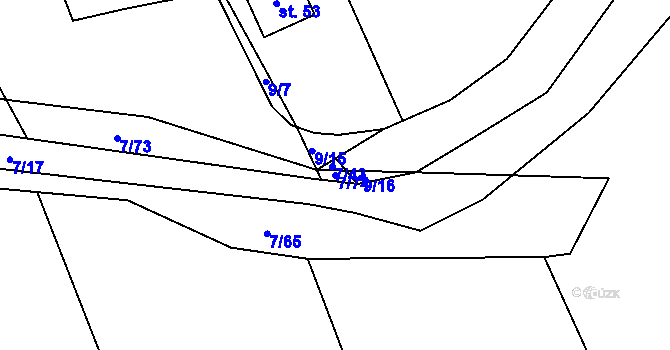 Parcela st. 7/74 v KÚ Komorno, Katastrální mapa