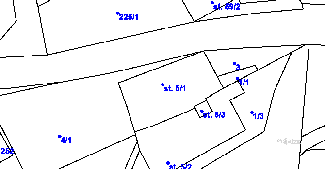 Parcela st. 5/1 v KÚ Komorovice, Katastrální mapa