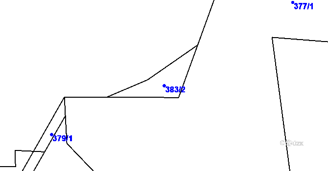 Parcela st. 383/2 v KÚ Komorovice, Katastrální mapa