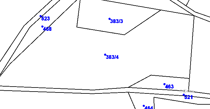 Parcela st. 383/4 v KÚ Komorovice, Katastrální mapa