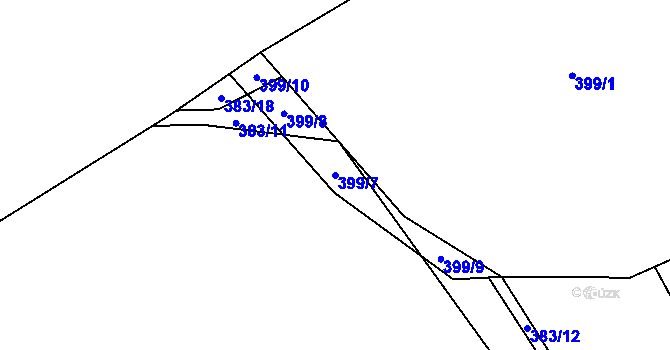 Parcela st. 399/7 v KÚ Komorovice, Katastrální mapa