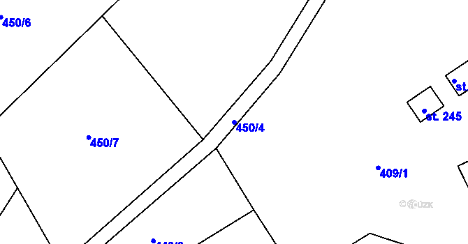 Parcela st. 450/4 v KÚ Komorovice, Katastrální mapa