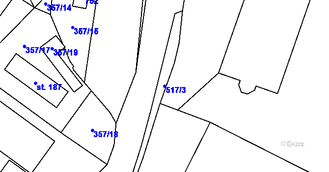 Parcela st. 517/3 v KÚ Komorovice, Katastrální mapa