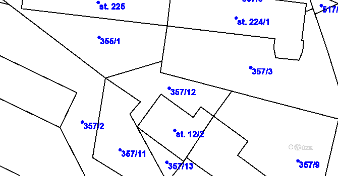 Parcela st. 357/12 v KÚ Komorovice, Katastrální mapa