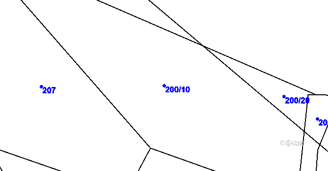 Parcela st. 200/10 v KÚ Komorovice, Katastrální mapa