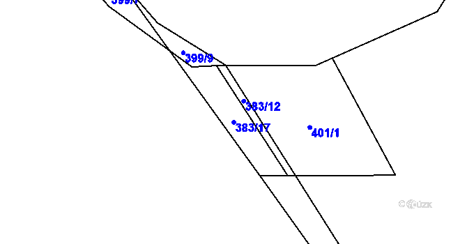 Parcela st. 383/17 v KÚ Komorovice, Katastrální mapa