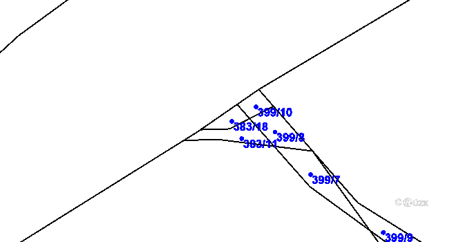 Parcela st. 383/18 v KÚ Komorovice, Katastrální mapa