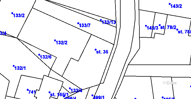 Parcela st. 35 v KÚ Vystrkov u Humpolce, Katastrální mapa
