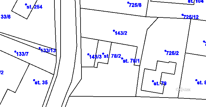 Parcela st. 78/2 v KÚ Vystrkov u Humpolce, Katastrální mapa