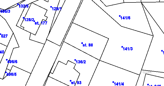 Parcela st. 88 v KÚ Vystrkov u Humpolce, Katastrální mapa