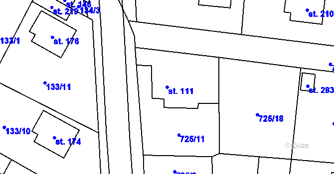 Parcela st. 111 v KÚ Vystrkov u Humpolce, Katastrální mapa