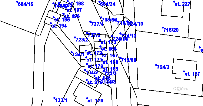 Parcela st. 167 v KÚ Vystrkov u Humpolce, Katastrální mapa