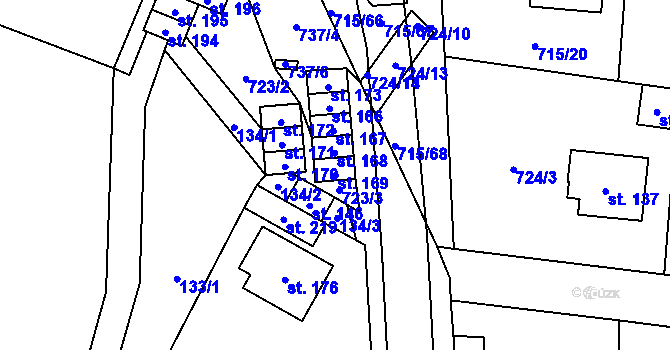 Parcela st. 169 v KÚ Vystrkov u Humpolce, Katastrální mapa