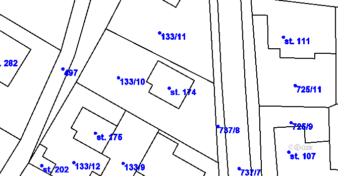 Parcela st. 174 v KÚ Vystrkov u Humpolce, Katastrální mapa