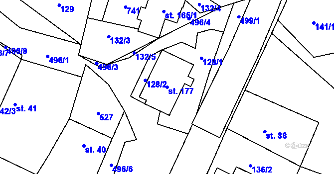 Parcela st. 177 v KÚ Vystrkov u Humpolce, Katastrální mapa