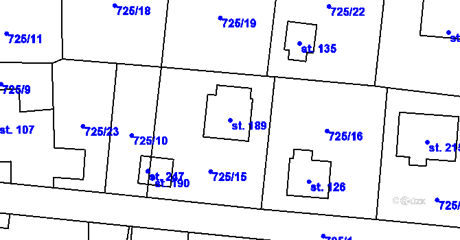 Parcela st. 189 v KÚ Vystrkov u Humpolce, Katastrální mapa