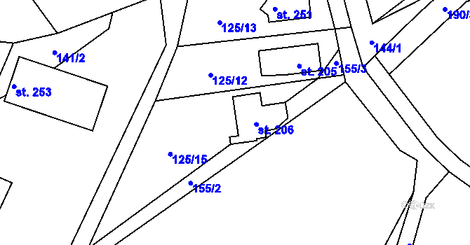 Parcela st. 206 v KÚ Vystrkov u Humpolce, Katastrální mapa