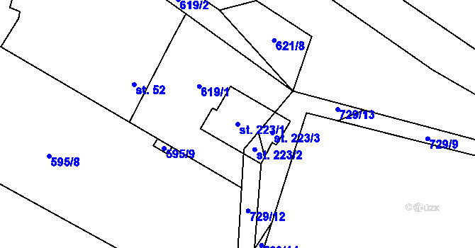 Parcela st. 223/1 v KÚ Vystrkov u Humpolce, Katastrální mapa
