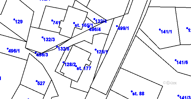 Parcela st. 128/1 v KÚ Vystrkov u Humpolce, Katastrální mapa