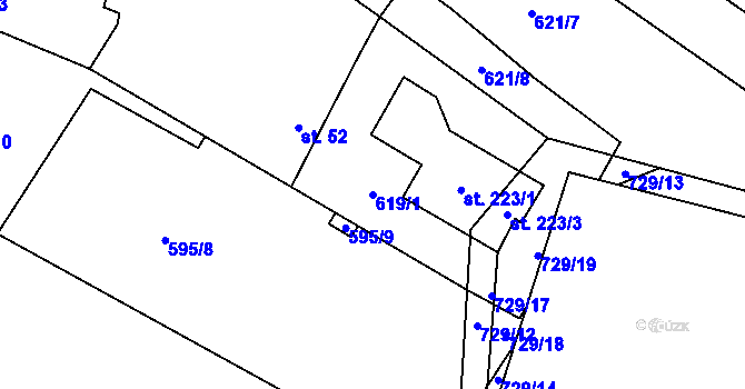 Parcela st. 619/1 v KÚ Vystrkov u Humpolce, Katastrální mapa