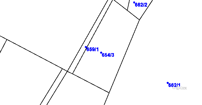 Parcela st. 654/3 v KÚ Vystrkov u Humpolce, Katastrální mapa
