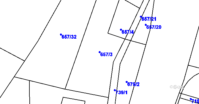 Parcela st. 657/3 v KÚ Vystrkov u Humpolce, Katastrální mapa