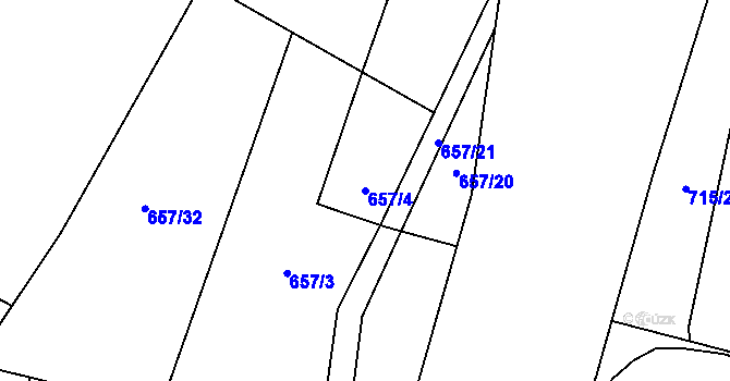 Parcela st. 657/4 v KÚ Vystrkov u Humpolce, Katastrální mapa