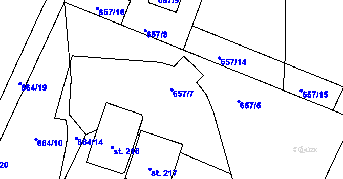 Parcela st. 657/7 v KÚ Vystrkov u Humpolce, Katastrální mapa