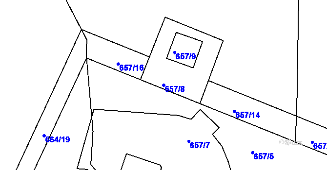 Parcela st. 657/8 v KÚ Vystrkov u Humpolce, Katastrální mapa