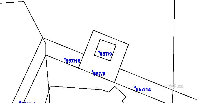 Parcela st. 657/9 v KÚ Vystrkov u Humpolce, Katastrální mapa