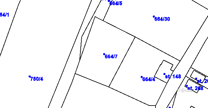 Parcela st. 664/7 v KÚ Vystrkov u Humpolce, Katastrální mapa