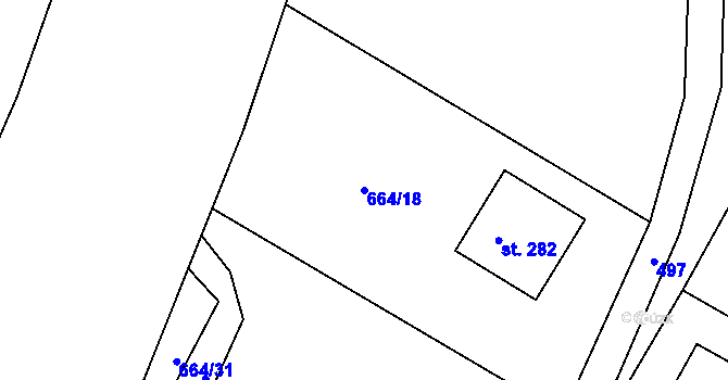 Parcela st. 664/18 v KÚ Vystrkov u Humpolce, Katastrální mapa