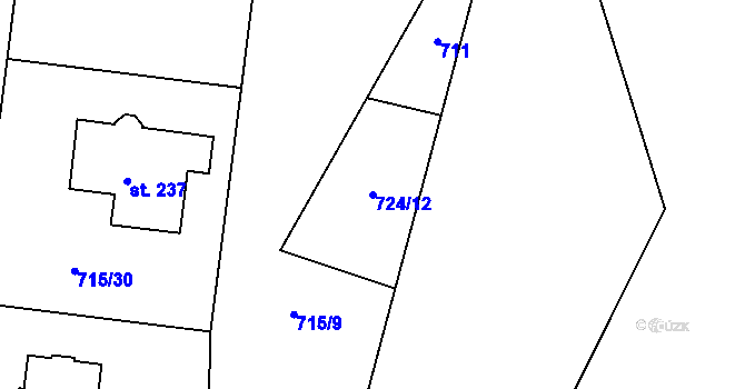Parcela st. 724/12 v KÚ Vystrkov u Humpolce, Katastrální mapa