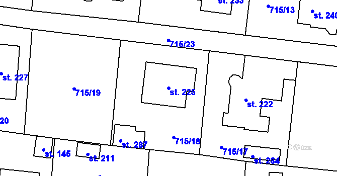 Parcela st. 225 v KÚ Vystrkov u Humpolce, Katastrální mapa