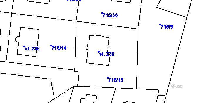Parcela st. 230 v KÚ Vystrkov u Humpolce, Katastrální mapa
