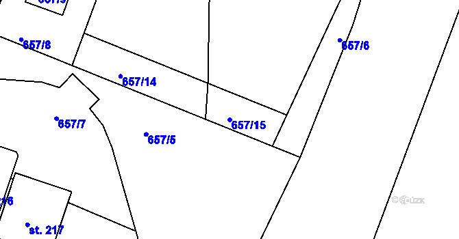Parcela st. 657/15 v KÚ Vystrkov u Humpolce, Katastrální mapa