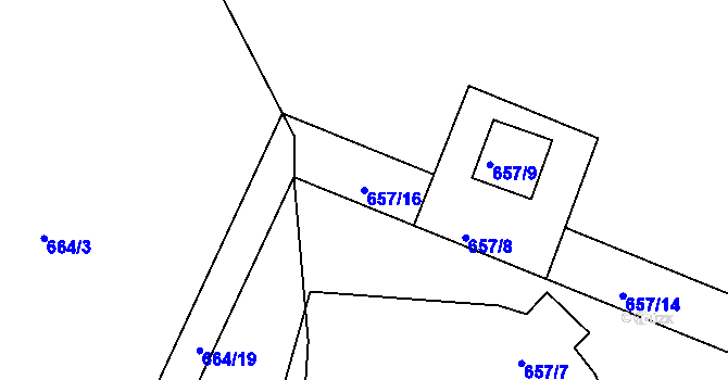Parcela st. 657/16 v KÚ Vystrkov u Humpolce, Katastrální mapa