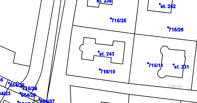 Parcela st. 243 v KÚ Vystrkov u Humpolce, Katastrální mapa