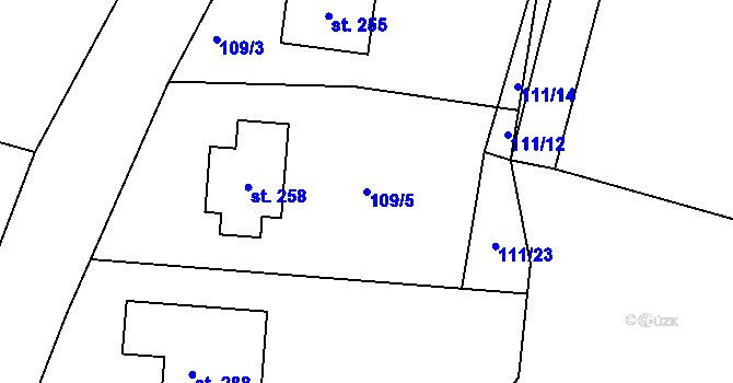Parcela st. 109/5 v KÚ Vystrkov u Humpolce, Katastrální mapa