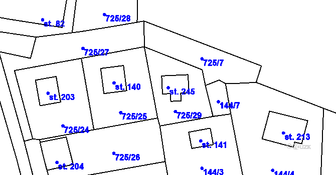 Parcela st. 245 v KÚ Vystrkov u Humpolce, Katastrální mapa
