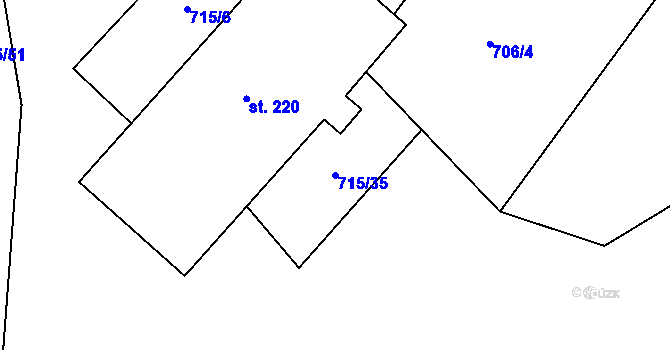 Parcela st. 715/35 v KÚ Vystrkov u Humpolce, Katastrální mapa